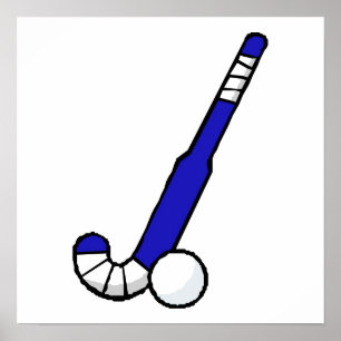 Blue Field Hockey Stick Poster