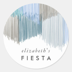 Blue Fiesta Fringe Runder Aufkleber