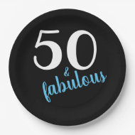 Blue Fifty und fabelhafte Black Birthday Party Pappteller