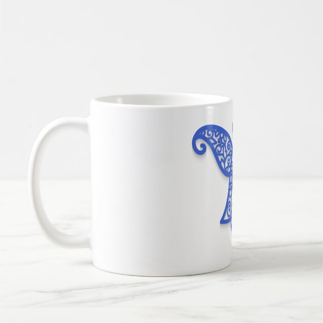 Blue Filigree Angel Silhouette Ornate Lace Kaffeetasse (Links)
