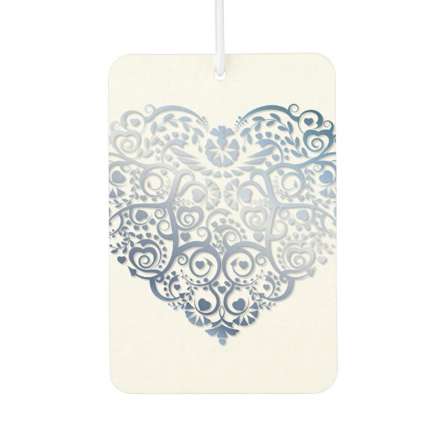 Blue Filigree Heart Air Freshener Autolufterfrischer (Vorderseite)