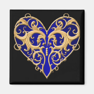 Blue Filigree Heart Magnet