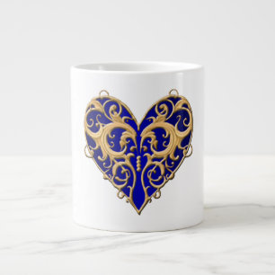 Blue Filigree Heart Tasse