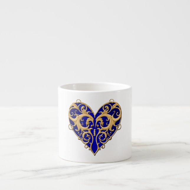 Blue Filigree Heart Tasse (Vorderseite)