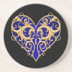 Blue Filigree Heart Untersetzer