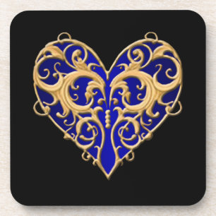 Blue Filigree Heart Untersetzer