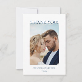 Blue Fine Art Flowers Wedding Thank You Card Dankeskarte
