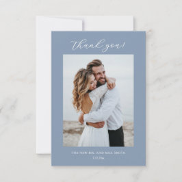 Blue Fine Art Flowers Wedding Thank You Card Dankeskarte