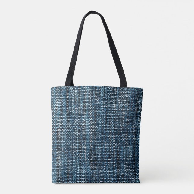 Blue Fine Woven Fabric Tote Bag (Rückseite)