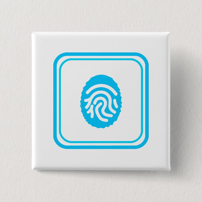 Blue Fingerprint Biometric Security Button (Vorderseite)