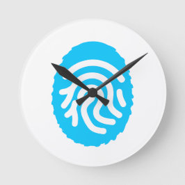 Blue Fingerprint Biometric Security Runde Wanduhr