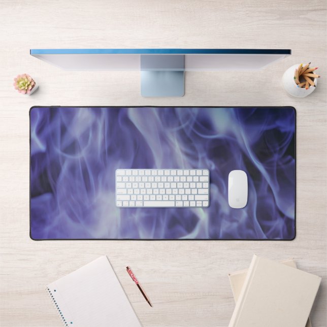 Blue Fire Flames Art Desk Pad Schreibtischunterlage (Büro 1)