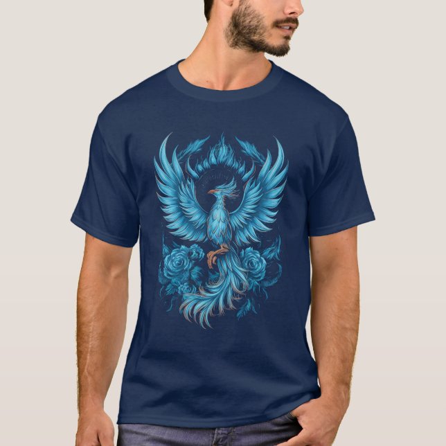Blue fire Phoenix T-Shirt (Vorderseite)