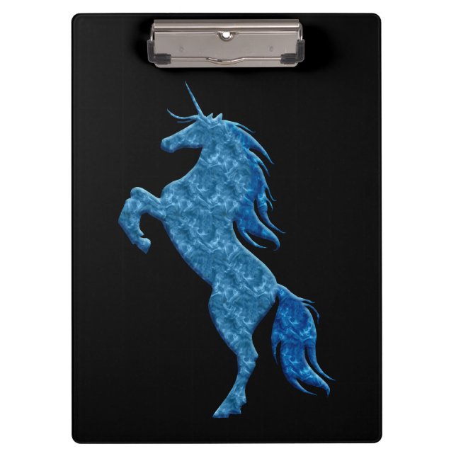 Blue Fire Unicorn Clipboard Klemmbrett (Vorderseite)