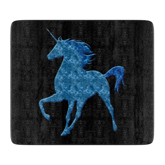 Blue Fire Unicorn Cutting Board Schneidebrett (Vorderseite)