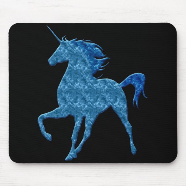 Blue Fire Unicorn Maus Pad Mousepad (Vorne)