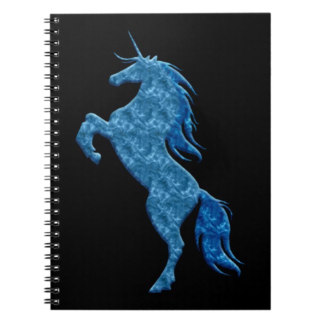 Blue Fire Unicorn-Notebook Notizblock (Vorderseite)