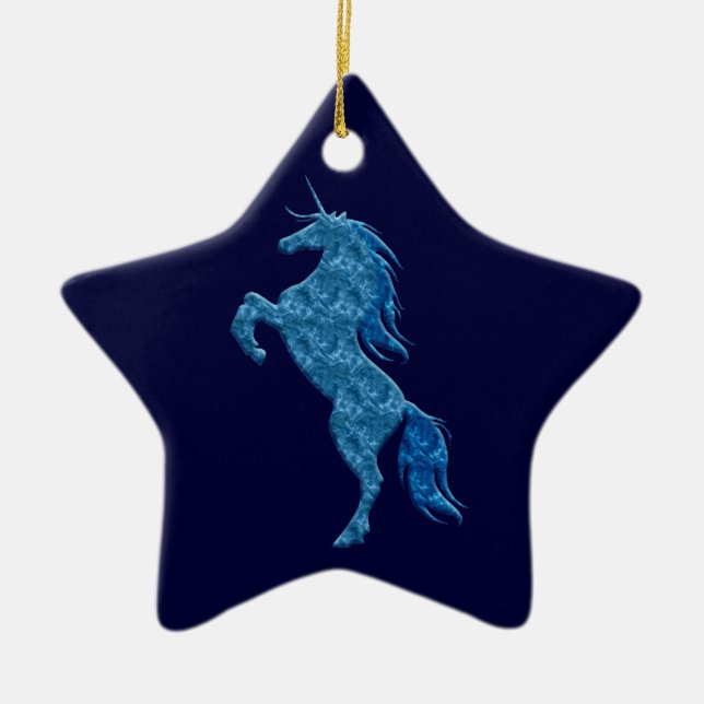 Blue Fire Unicorn Star Ornament (Vorne)