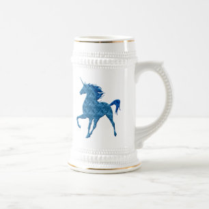 Blue Fire Unicorn Stein Bierglas