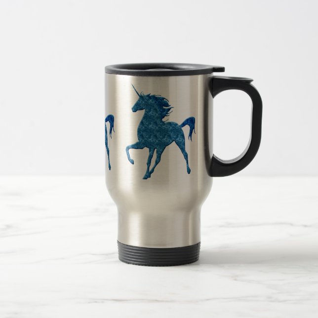 Blue Fire Unicorn Travel Mug Reisebecher (Rechts)