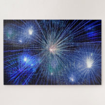 Blue fireworks at night jigsaw puzzle