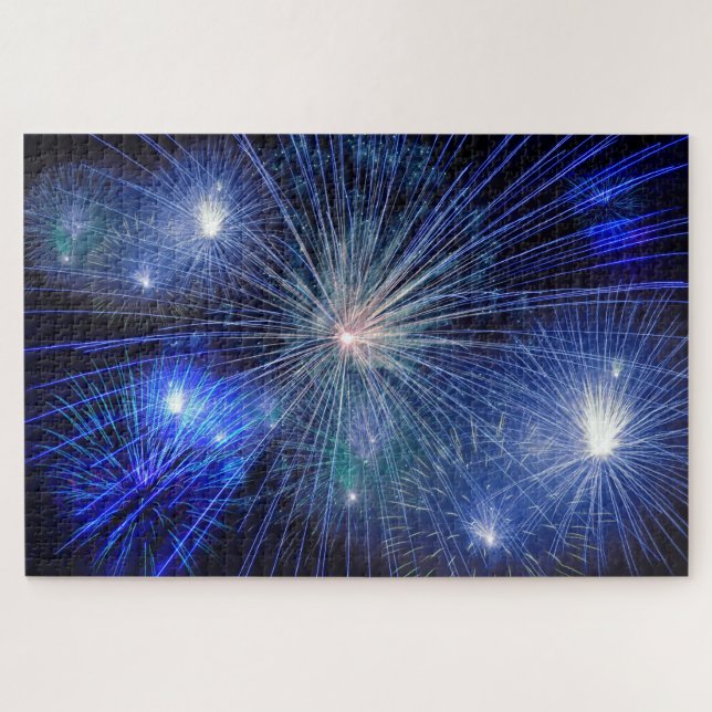 Blue Fireworks Puzzle (Horizontal)