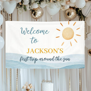 Blue First Trip rund um Sun Birthday Banner