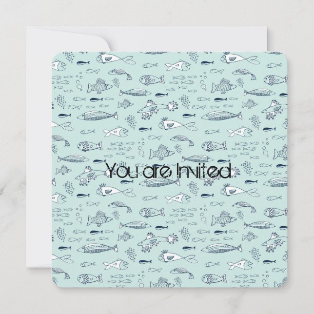 Blue Fish Baby Dusche Einladung (Vorderseite)