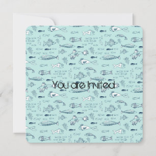 Blue Fish Baby Dusche Einladung