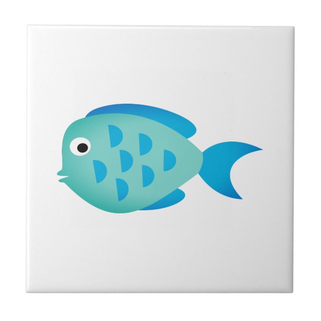 Blue Fish Cartoon Custom Keramik Bad Fliesen (Vorderseite)