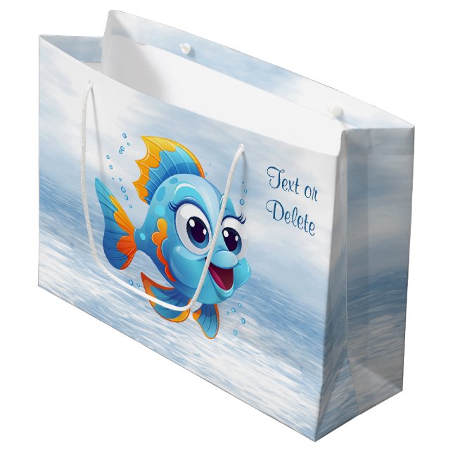 Blue Fish Gift Bag Große Geschenktüte (Vorderseite Schrägansicht)