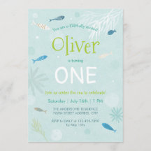 Blue Fish Kindergeburtstag Party Card