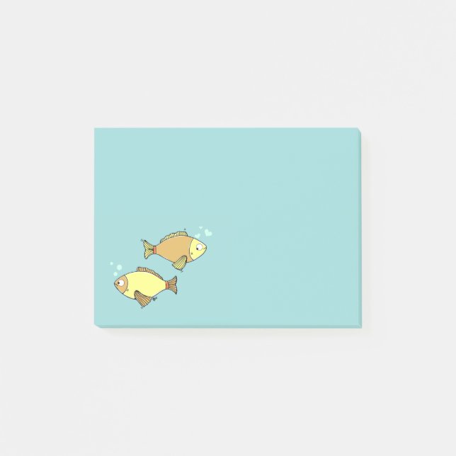 Blue Fish Motif Post-It Notes Klebezettel (Vorderseite)