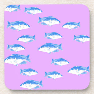 Blue fish on lilac getränkeuntersetzer