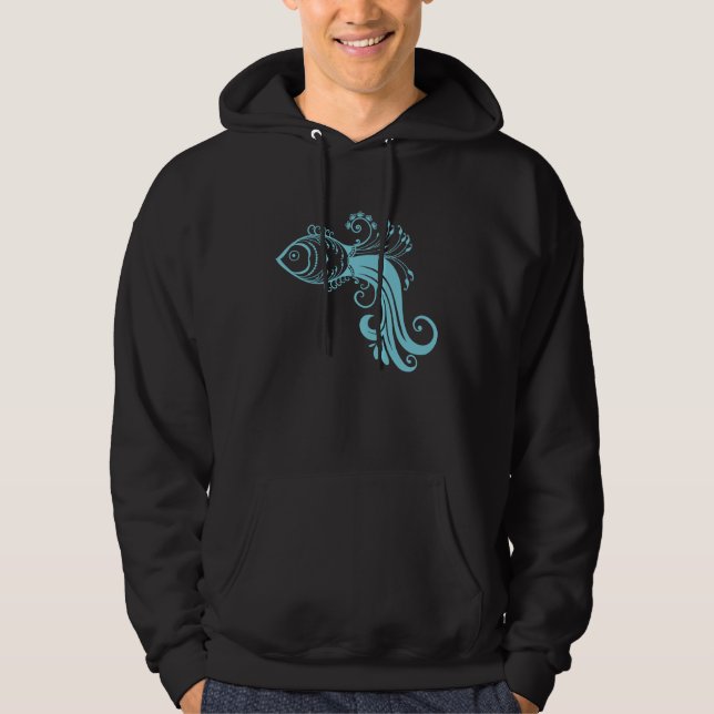 Blue fish Pattern Hoodie (Vorderseite)