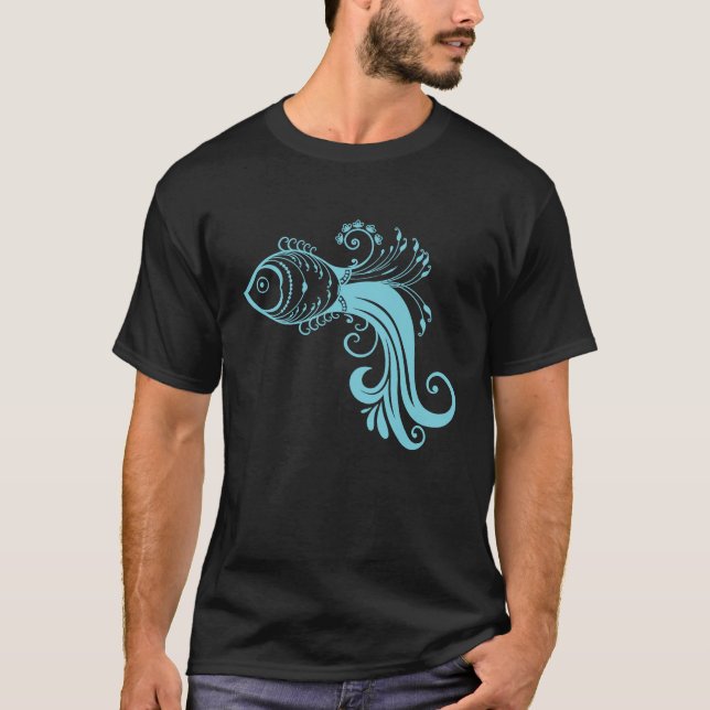 Blue fish Pattern T-Shirt (Vorderseite)