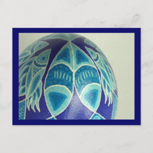 Blue Fish Pysanka Postcard Postkarte