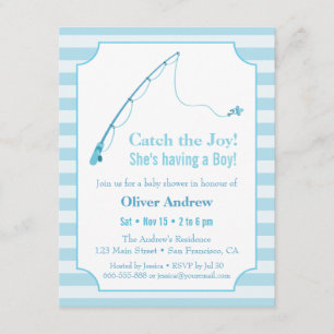 Blue Fishing Threading Baby Shower Einladungen