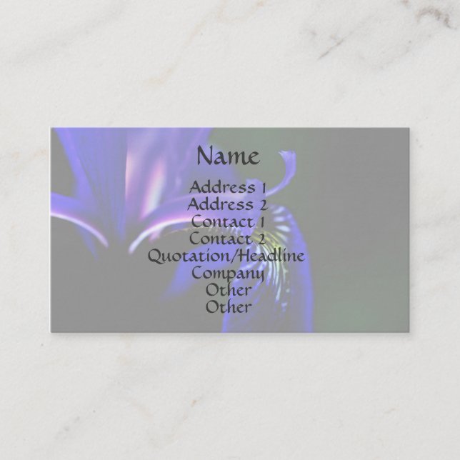 Blue Flag Iris floral Business Card Visitenkarte (Vorderseite)