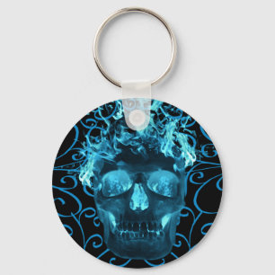 Blue Flam Skull Schlüsselkette Schlüsselanhänger