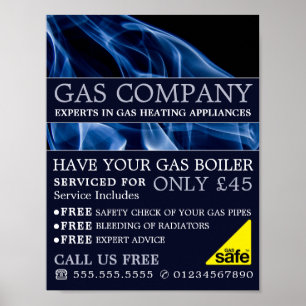 Blue Flame, Gas Engineer & Supplier Advertising Poster