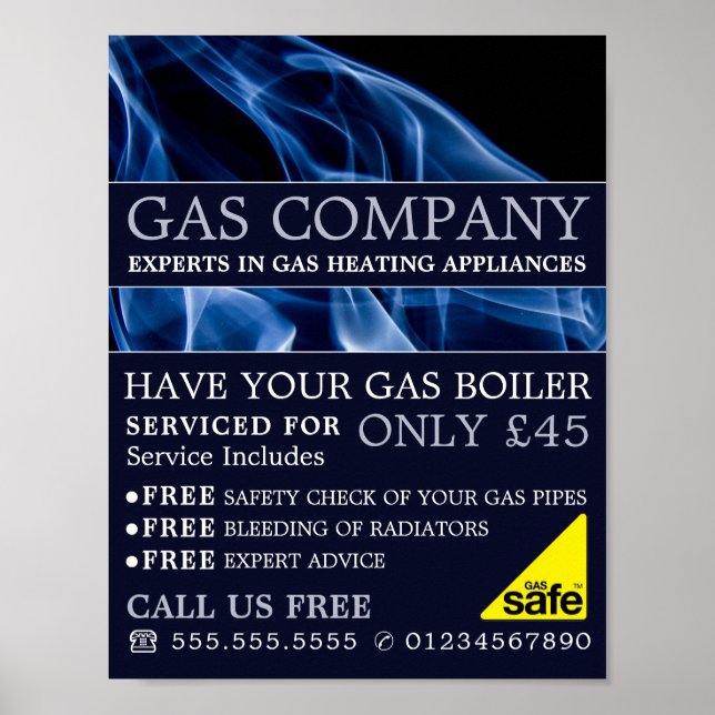 Blue Flame, Gas Engineer & Supplier Advertising Poster (Vorne)