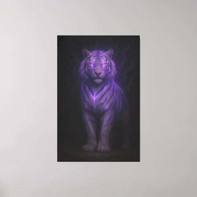 Blue Flame Guardian White Tiger – Standing Divine  Leinwanddruck (Vorderseite)
