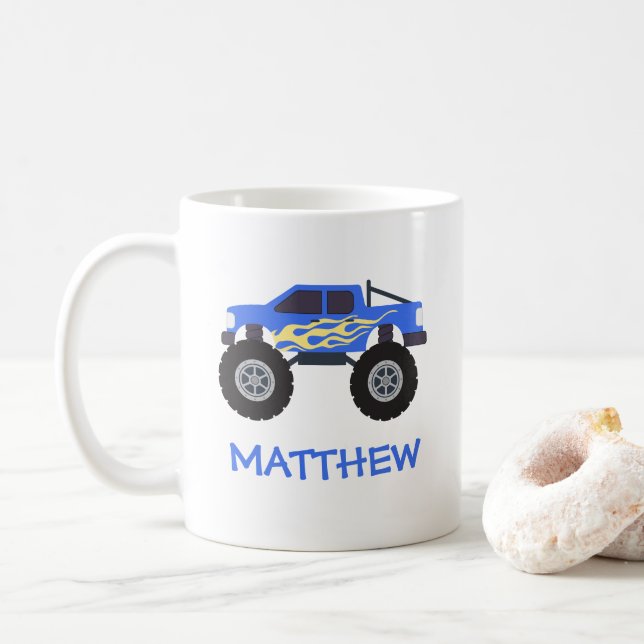 Blue Flame Monster Truck Kaffeetasse (Mit Donut)