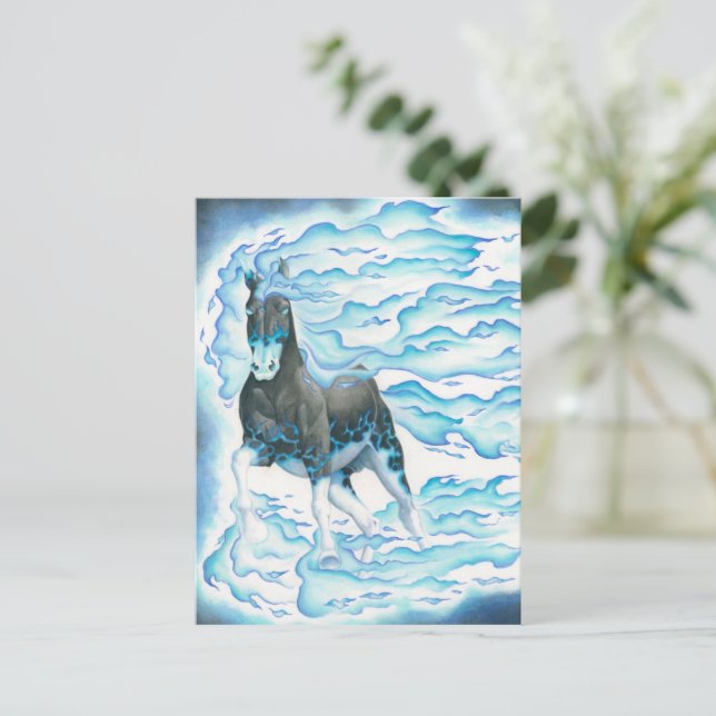 Blue Flame Phantom Steed Postkarte (Stehend Vorderseite)