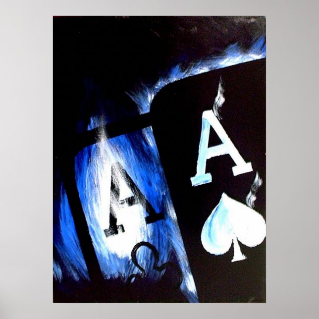 Blue Flame Pocket Aces Poker Poster von Tee Alfons (Vorne)