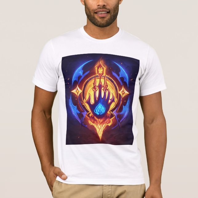 Blue Flame Power: Mystical Hand T-Shirt (Vorderseite)