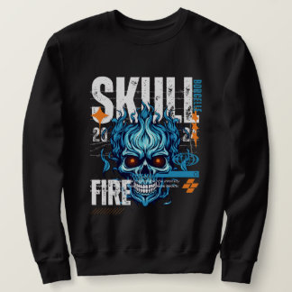 Blue Flame Skull - Edgy Streetwear T-Shirt Sweatshirt