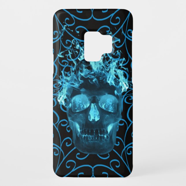 Blue Flame Skull Motorola Droid RAZR Fall Case-Mate Samsung Galaxy Hülle (Rückseite)