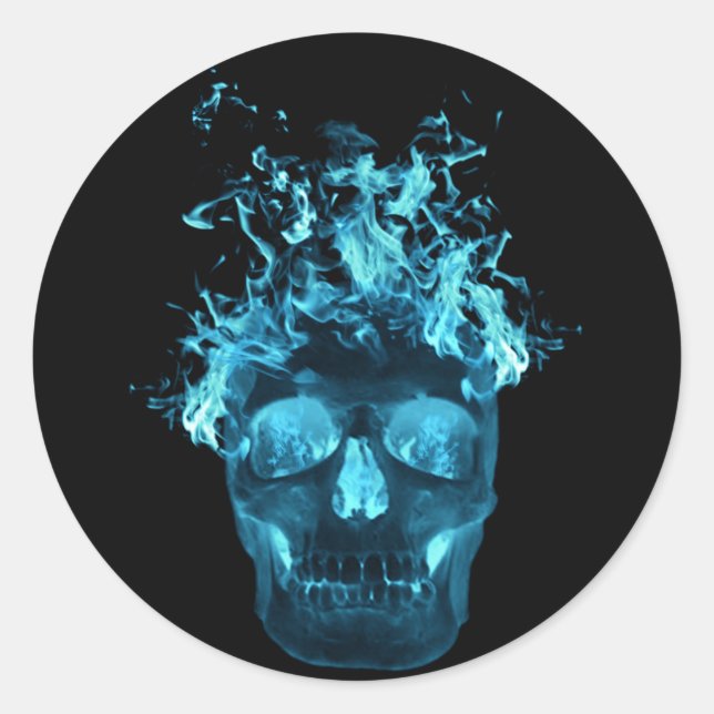 Blue Flaming Skull Stickers (Vorderseite)